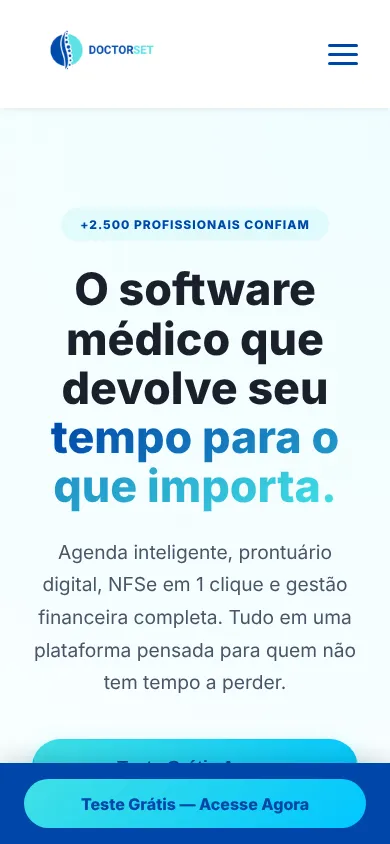 Site DoctorSet no celular