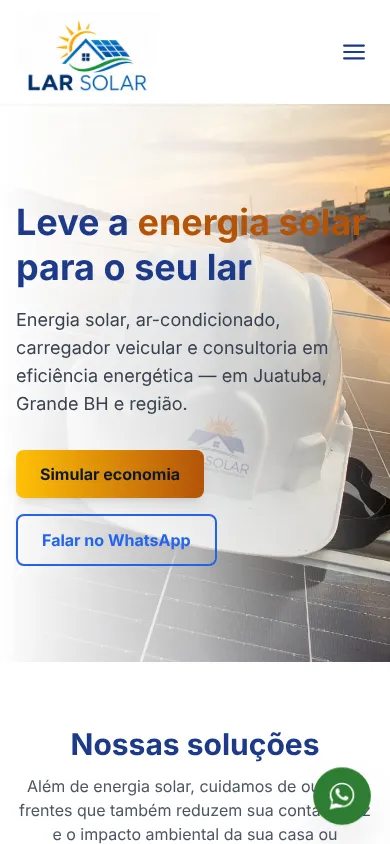 Site Lar Solar no celular