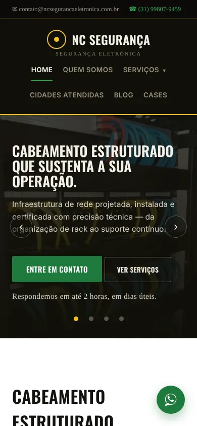 Site NC Segurança Eletrônica no celular